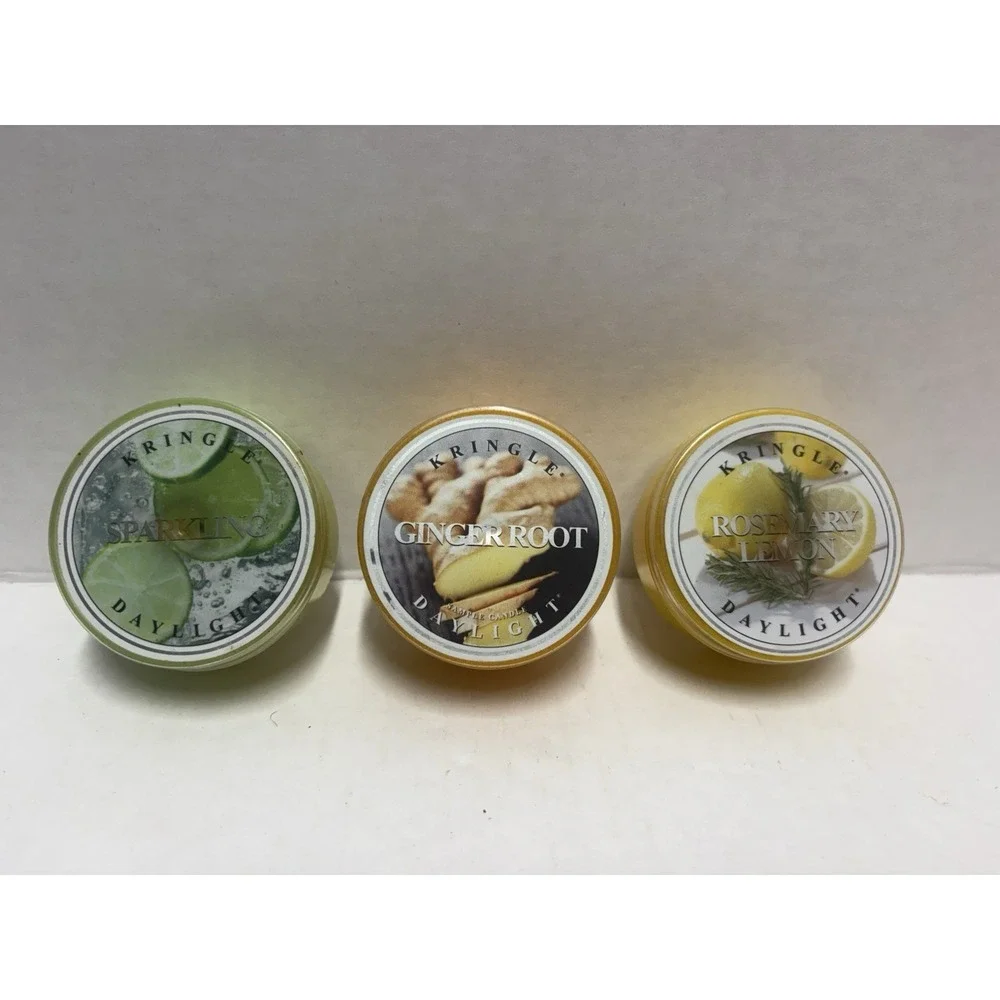 Kringle Candle Co Daylight Candles Set of 3 Rosemary Sparkling Ginger Root small